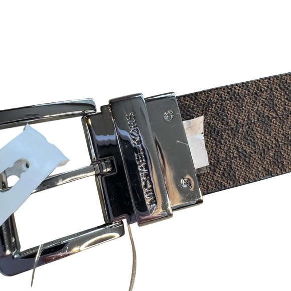 NWT MICHAEL KORS Signature Monogram Logo Brow Black Reversible Belt size S L12 - Picture 2 of 8